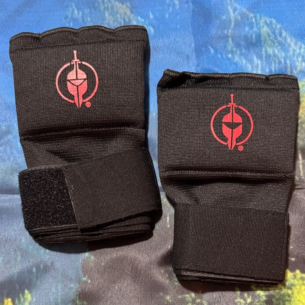 Black Wrist Support Gloves with Gel Pad,Thumb Hole for Boxing Gloves